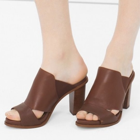 WHBM NWOB Cutout Mules LIZARD EMBOSSED Rich Mahogany GORGEOUS! 9 - Picture 6 of 7